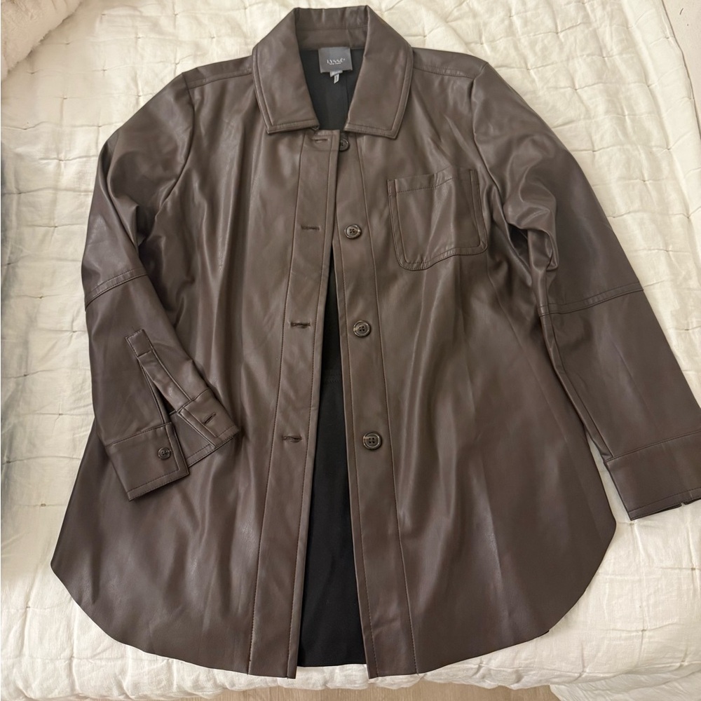 Worn Once Lysse Women's Brown Leather Shirt Jacket